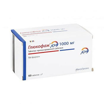Глюкофаж, таблетки в пленочной оболочке 1000 мг, 60 шт. 