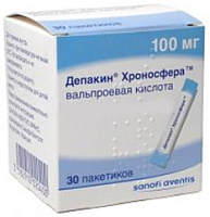 Фото Депакин хроносфера, гранулы пролонгированного действия 100 мг, 30 шт.