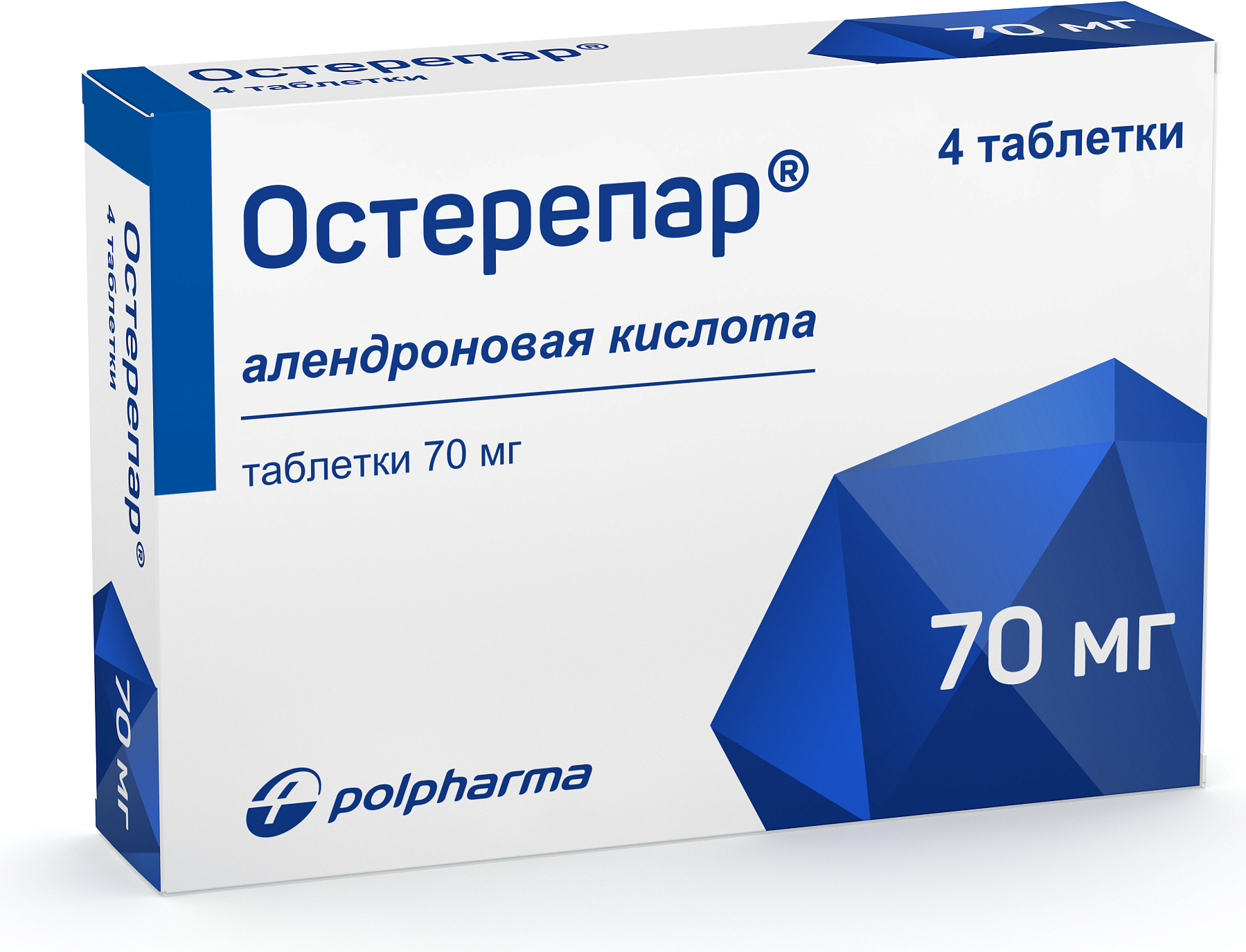 Упаковка препарата Остерепар, таблетки 70 мг, 4 шт.