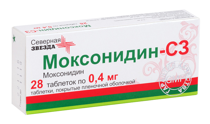 Моксонидин-СЗ, таблетки покрытые пленочной оболочкой 0.4 мг, 28 шт. 