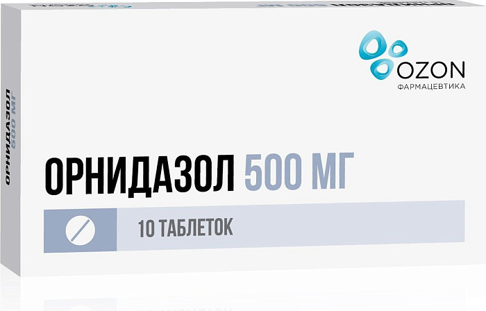 Орнидазол, таблетки покрытые пленочной оболочкой 500 мг (Озон), 10 шт. 