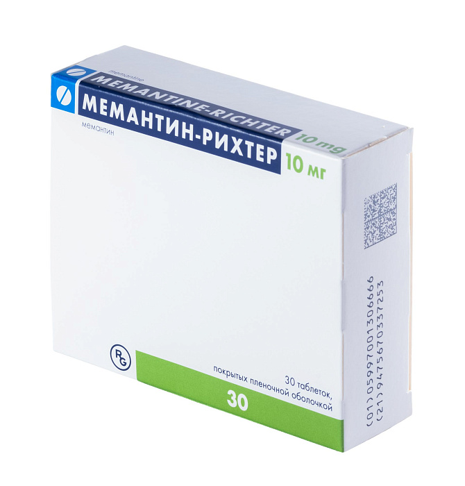 Мемантин-Рихтер, таблетки покрыт. плен. об. 10 мг, 30 шт. 