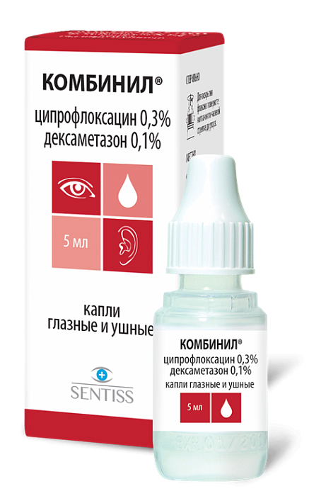 Комбинил, капли глазные и ушные, 5 мл 