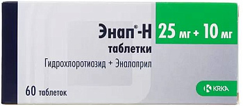 Энап-Н, таблетки 25 мг+10 мг, 60 шт. 