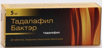 Тадалафил Бактэр, таблетки покрыт. плен. об. 5 мг, 28 шт. 