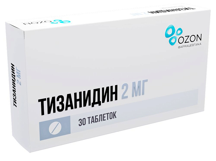 Тизанидин, таблетки 2 мг, 30 шт. (Озон) 