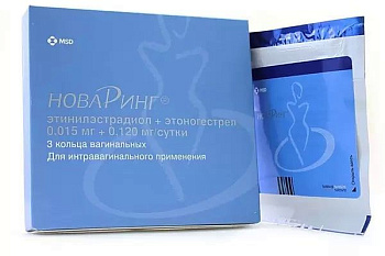 НоваРинг, кольца вагинальные 0.015 мг+0.120 мг/сутки с аппликатором, 3 шт. 