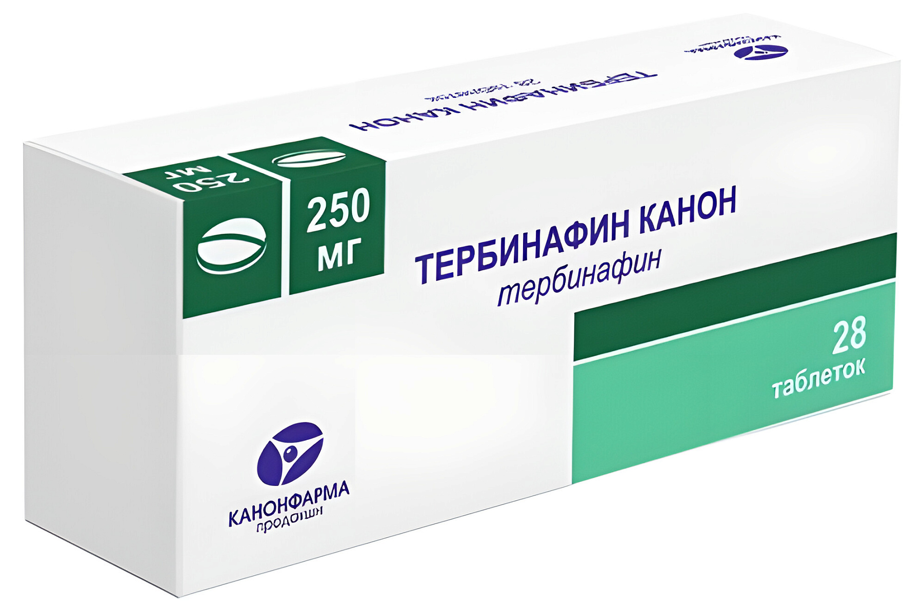 Упаковка препарата Тербинафин Канон, таблетки 250 мг, 28 шт.