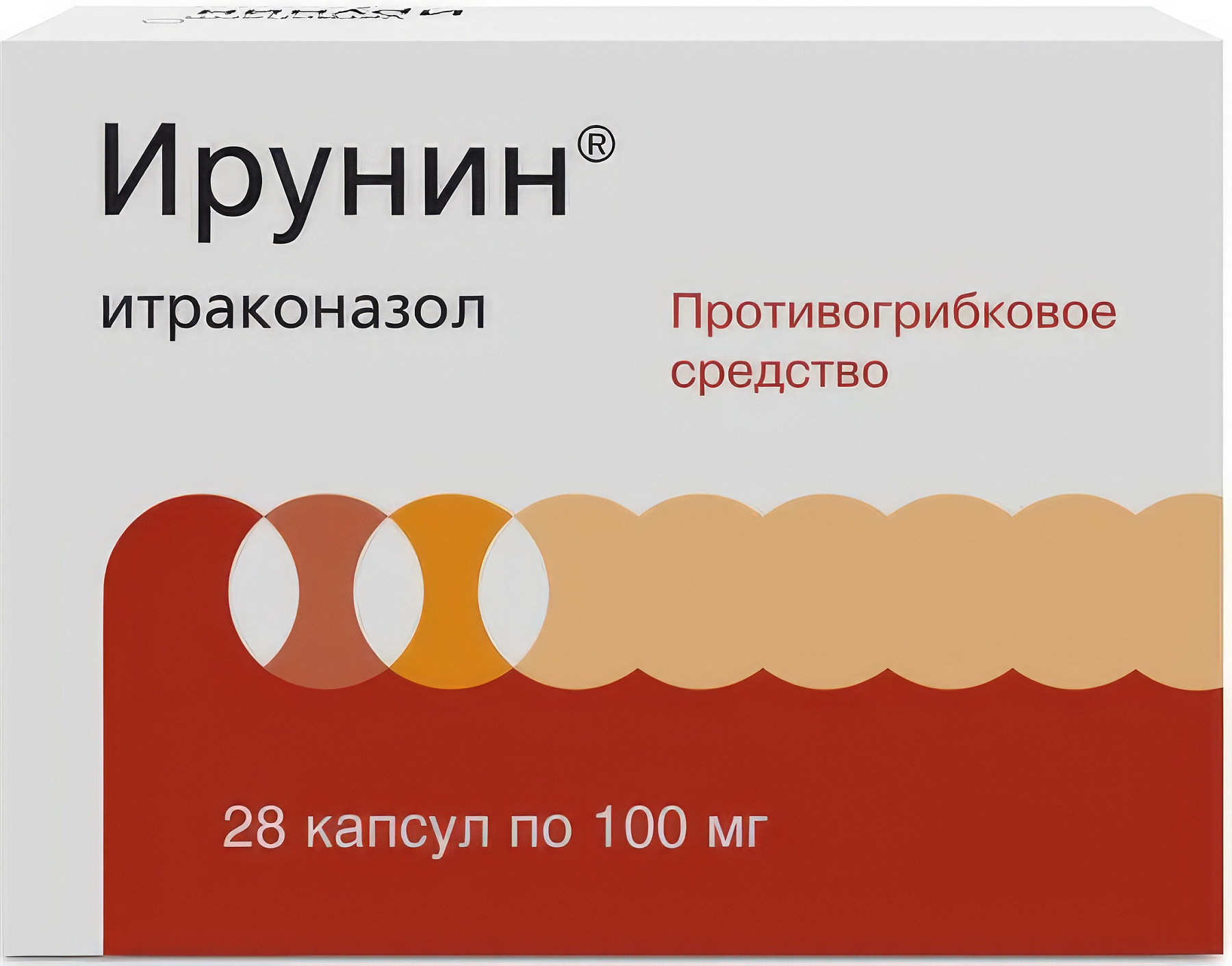 Упаковка препарата Ирунин, капсулы 100 мг, 28 шт.
