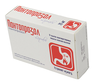 Пантопразол, таблетки кишечнорастворимые, покрытые оболочкой 20 мг, 14 шт. 