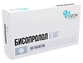 Бисопролол, таблетки 5 мг, 60 шт. 