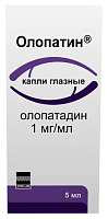 Фото Олопатин, капли глазные 1 мг/мл, флакон-капельница 5 мл 