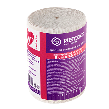 Бинт эластичный компрессионный сред. растяжимости Интекс-Лайт 1,5 м х 8 см с застежкой
