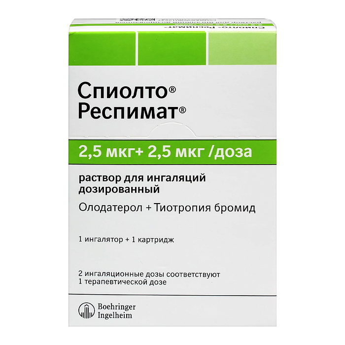 Спиолто Респимат, раствор для ингаляций 2.5 мкг+2.5 мкг/доза, 4 мл 