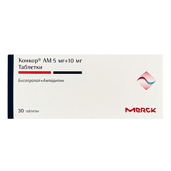 Конкор АМ, таблетки 5 мг+10 мг, 30 шт. 