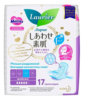 Laurier F,  прокладки гигиенические дневные супертонкие с крылышками (25 см), 17 шт.