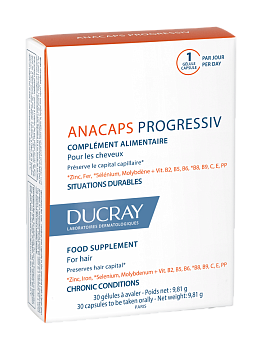 Ducray Аnacaps Прогрессив для волос и кожи головы, капсулы 327 мг, 30 шт.