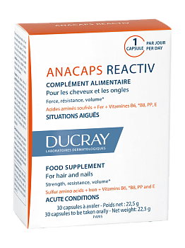 Ducray Аnacaps Reactive, для волос и кожи головы, капсулы, 30 шт.