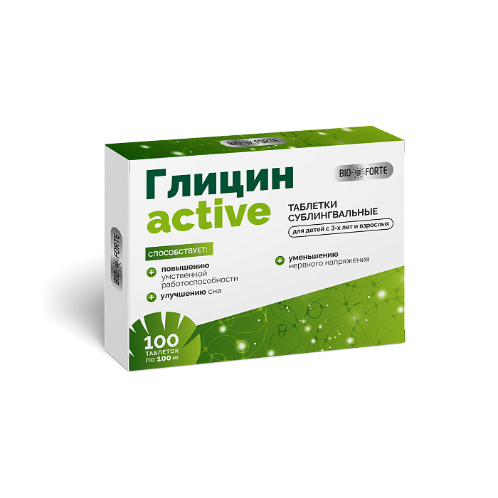 Глицин-Актив BioForte, таблетки для рассасывания, 100 шт.