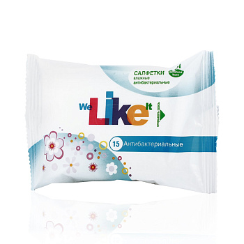 Like Салфетки влажные антибактериальные, 15 шт.