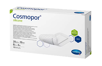 Cosmopor Silicone, повязка сорбционная с контактным слоем из силикона 20 см х10 см, 10 шт.