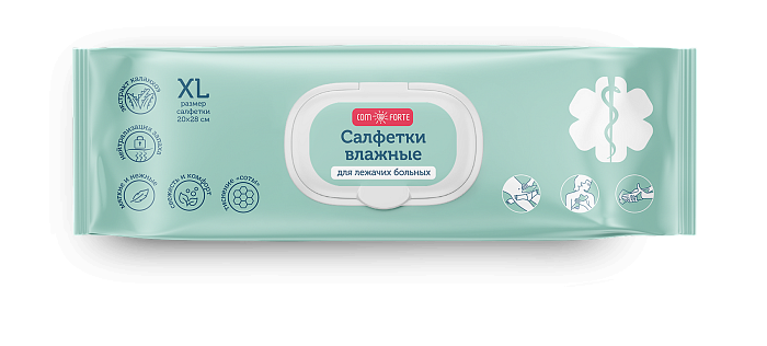 ComForte, салфетки влажные для ухода за лежачими больными, размер XL, 60 шт.
