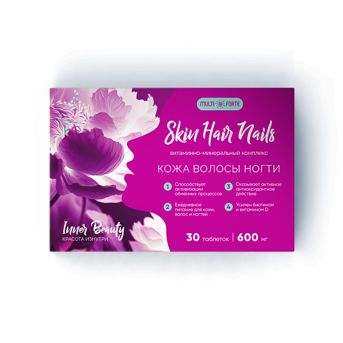MultiForte Витаминный комплекс Кожа Волосы Ногти, таблетки 600 мг, 30 шт.