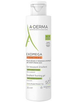 A-Derma Exomega Control гель смягчающий, пенящийся для сухой кожи, 200 мл