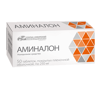 Аминалон таблетки, покрытые пленочной оболочкой.250 мг, 50 шт. 