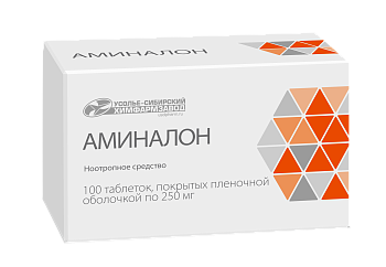 Аминалон таблетки, покрытые пленочной оболочкой 250 мг, 100 шт. (Усолье-Сибирский ХФЗ) 