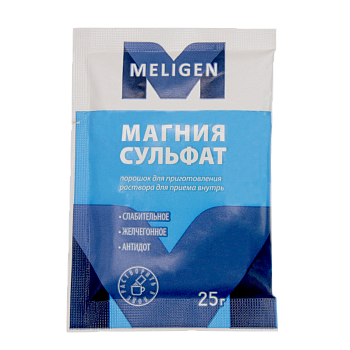 Магния сульфат, порошок для приготовления суспензии для приема внутрь пакетик 25 г, 1 шт. 