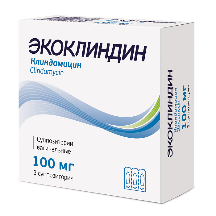Экоклиндин, суппозитории вагинальные, 100 мг, 3 шт. 