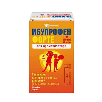 Ибупрофен Форте, суспензия для внутреннего применения для детей (без аромата) 40 мг/мл флакон (с мерным шприцем), 100 г (80 мл) 