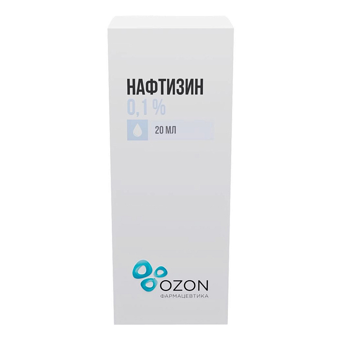 Нафтизин, капли назальные 0,1 %, флакон 20 мл 