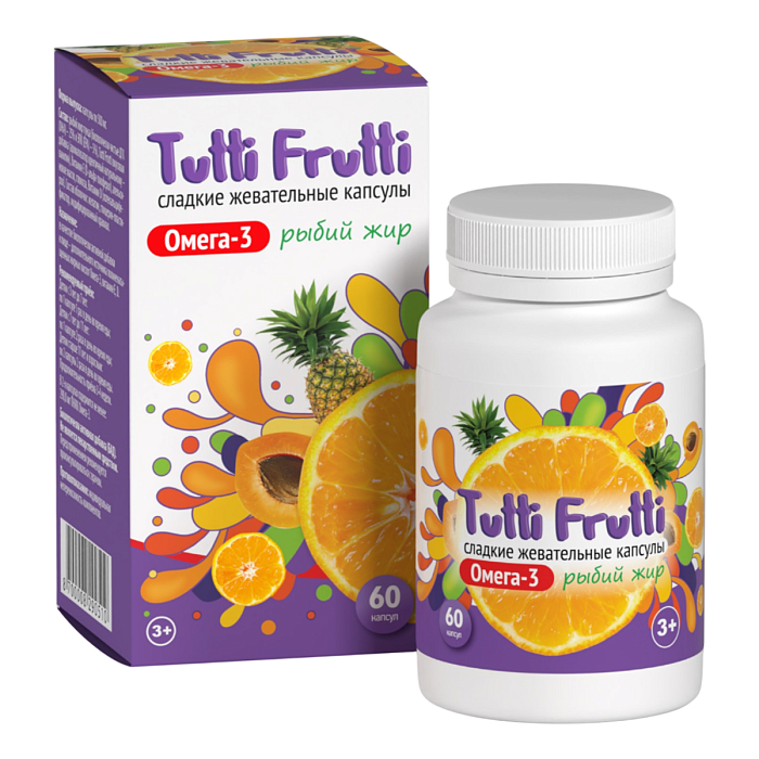 Тутти Фрутти Омега-3, капсулы жевательные 500 мг, 60 шт.