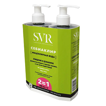 SVR Себиаклир, вода мицеллярная 400 мл, 2 шт.