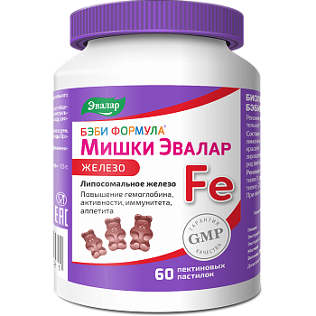 Бэби Формула Мишки Железо, пастилки жевательные, 60 шт.