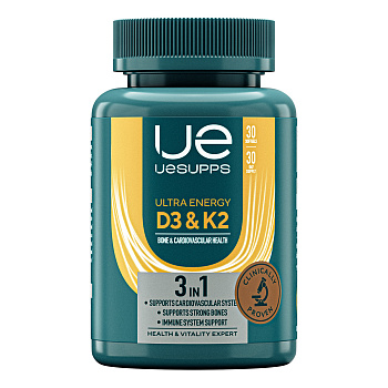 UESUPPS Ультра Энерджи Витамин D3 и К2, капсулы, 30 шт.