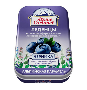  Alpine Caramel Альпийская Карамель, леденцы детские (черника, Вит С, мед), 53 г