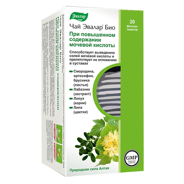 Чай Эвалар Био, при повыш.содержании мочевой кислоты, фильтр-пакеты 1,5 г, 20 шт.