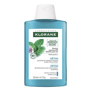 Klorane Водная мята, шампунь-детокс для волос 200 мл 
