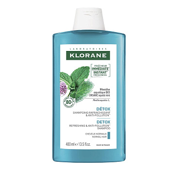 Klorane Водная мята, шампунь-детокс для волос 400 мл