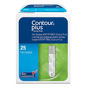 Тест-полоски Контур Плюс, 25 шт.