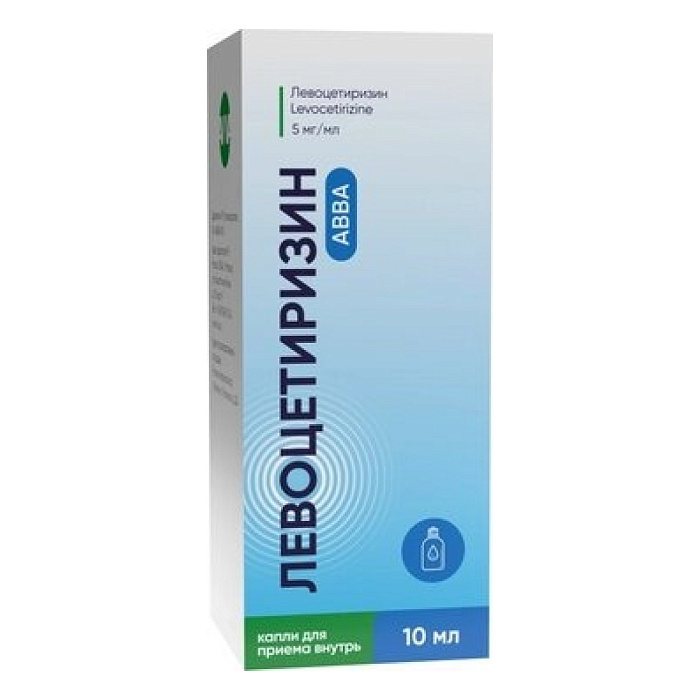 Левоцетиризин АВВА, капли для приема внутрь 5 мг/мл 10 мл, 1 шт. 