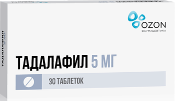 Тадалафил, таблетки покрытые пленочной оболочкой 5 мг, 30 шт. 