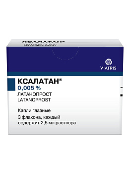 Ксалатан, капли глазные 0,005%, флакон-капельницы 2,5 мл, 3 шт. 