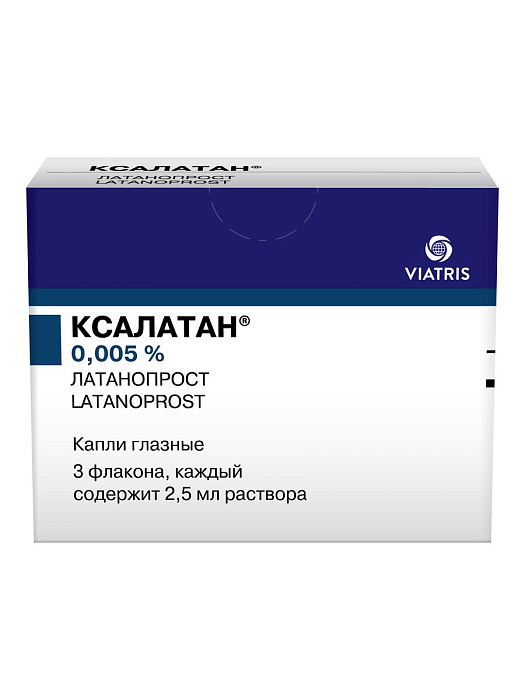 Ксалатан, капли глазные 0,005%, флакон-капельницы 2,5 мл, 3 шт. 