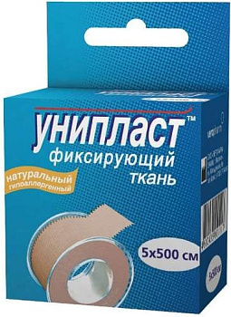 Унипласт, лейкопластырь 5 см х 500 см (тканевая основа х/б)