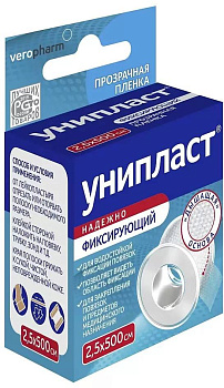 Лейкопластырь Унипласт фиксирующий прозрачный, 2.5 х 500 см