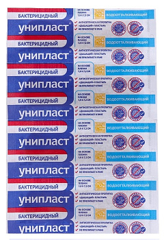 Лейкопластырь Унипласт бактер Влагостойкий 1,9 х 7,2 см х1